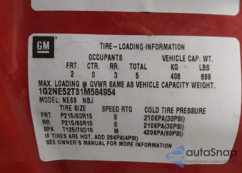 2001 Pontiac Grand Am Se z USA, uszkodzony, nr VIN 1G2NE52T31M584954